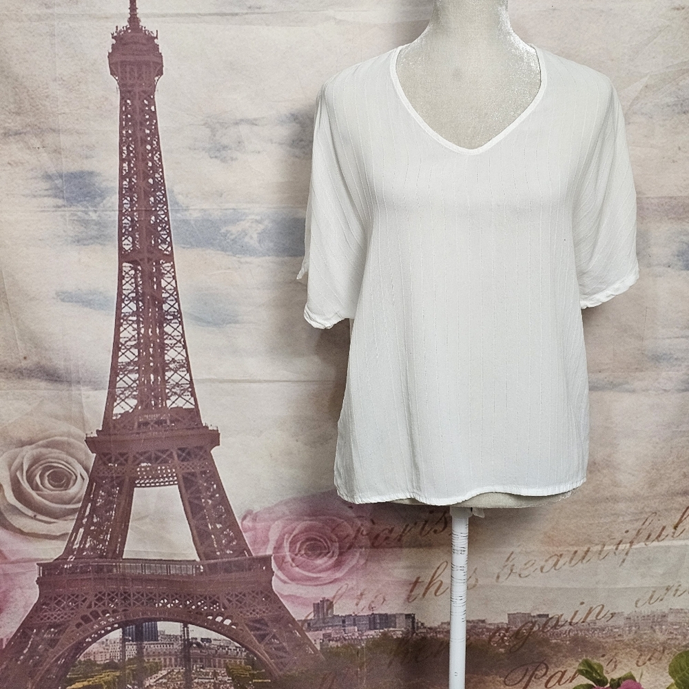 MELISSA NEPTON Cream V-Neck Blouse